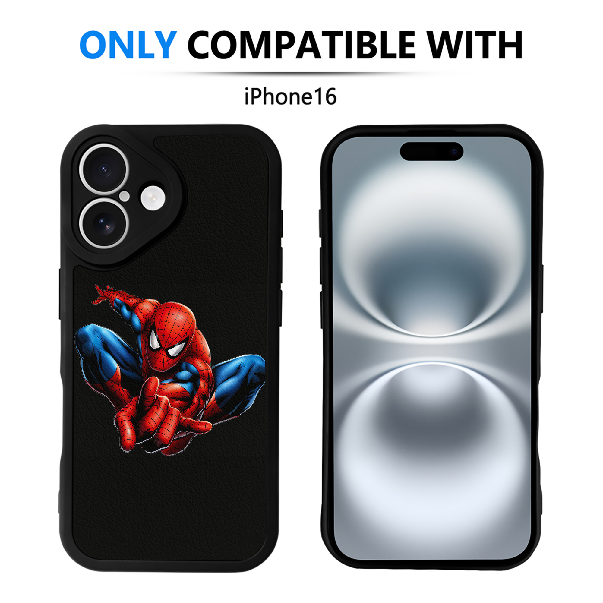 Spider Man スパイダーマン 【iPhone 16シリーズ対応】シリコンスマホケース（レザー調） 材質：シリコン